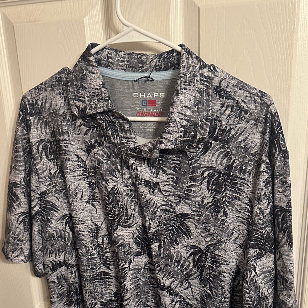 Chaps Black and Gray Textured Polo everyday performance  PRICEFIRM